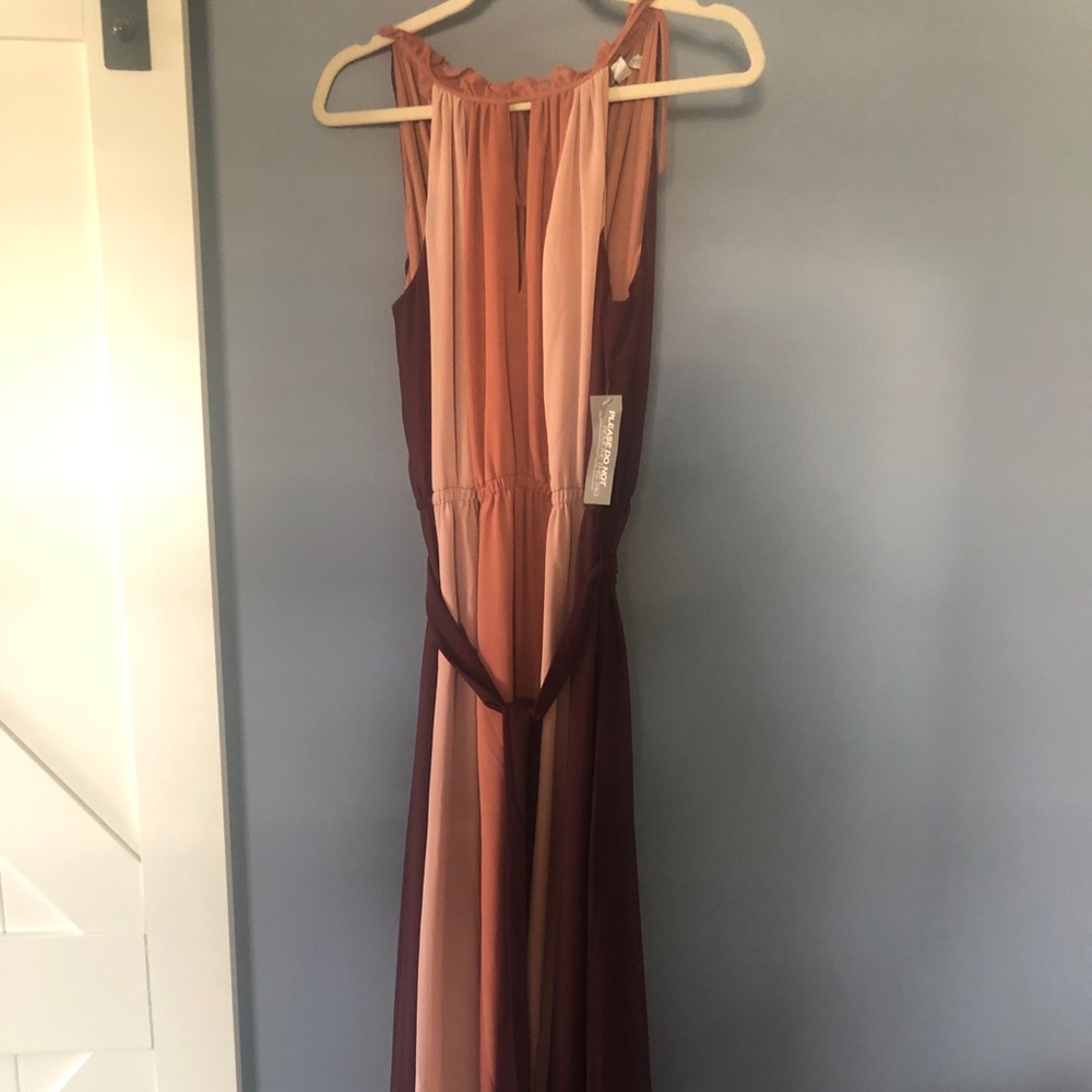 New York and Company Maroon/Coral Ombré Maxi-Dress